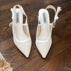 Steve Madden White Crystal Slingback Heels